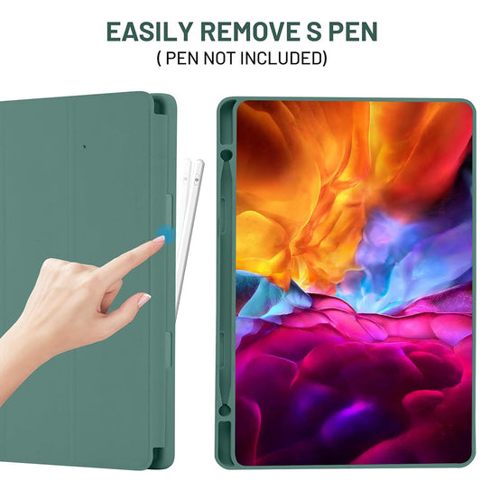 Fodral för Samsung Galaxy Tab S6 Lite (2024) / Tab S6 Lite (2022) / Tab S6 Lite (2020), Techsuit, Flex Trifold, Grön