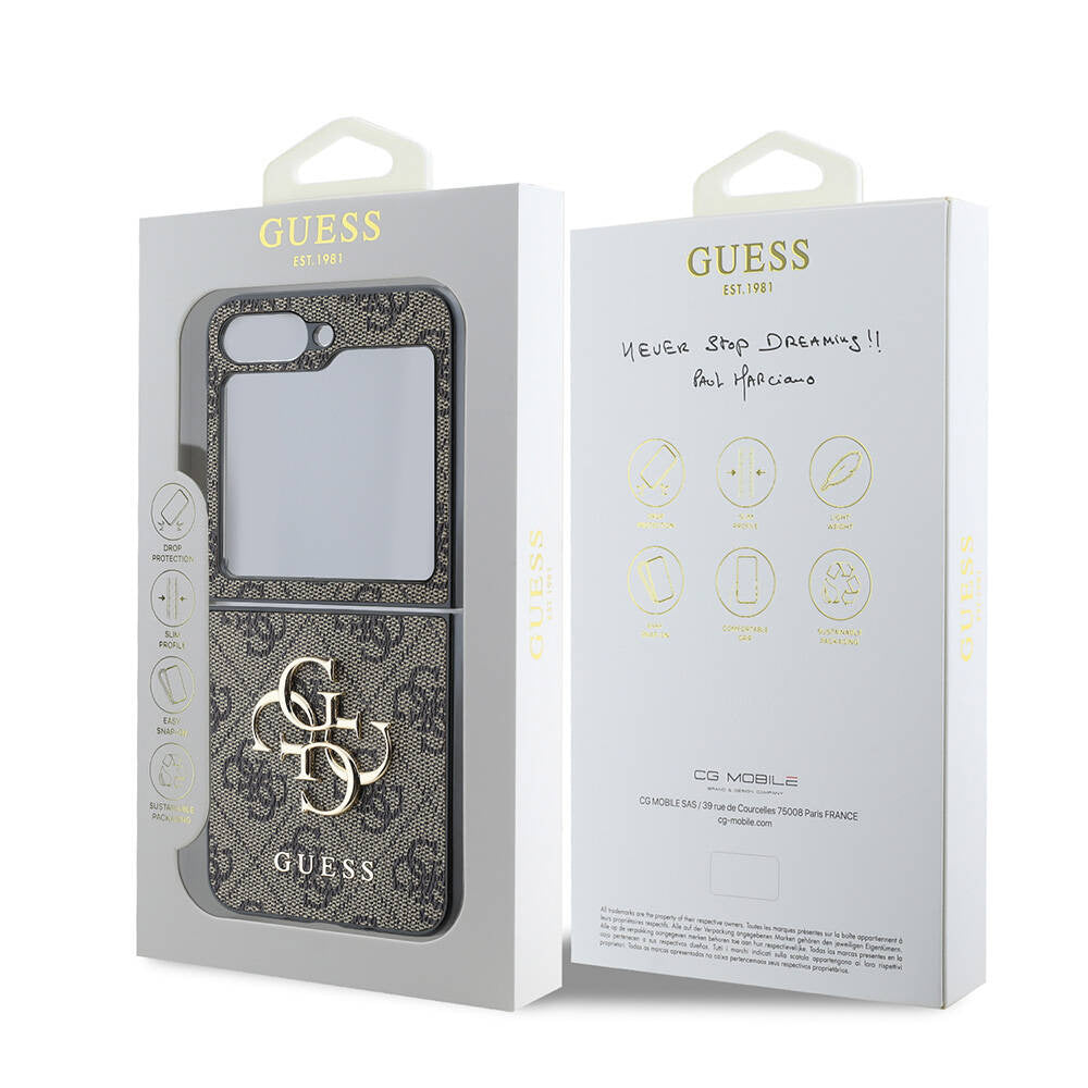 Fodral för Samsung Galaxy Z Flip7 F766, Guess, 4G Metal Logo, Svart