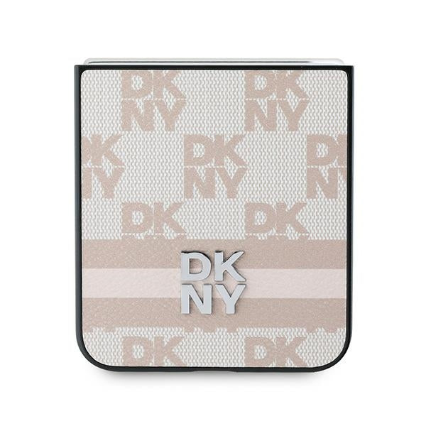 Fodral för Samsung Galaxy Z Flip7 FE F761 / Z Flip6 F741, DKNY, Rutigt Mönster Tryckta Ränder, Rosa