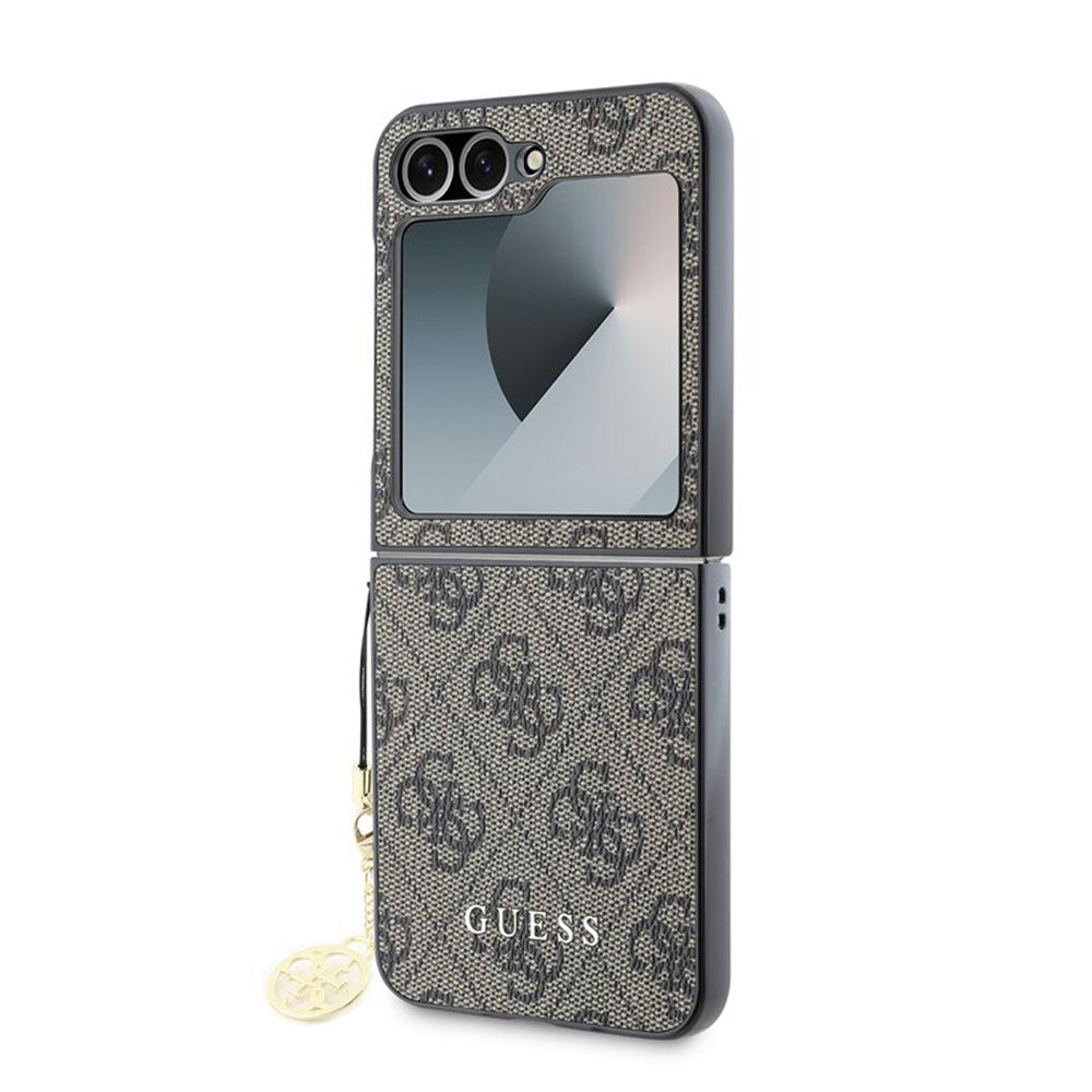 Case for Samsung Galaxy Z Flip7 FE F761 / Z Flip6 F741, Guess, 4G Charm, Brown