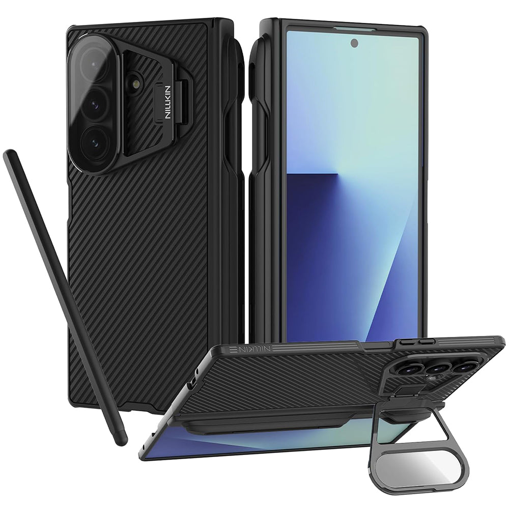 Fodral för Samsung Galaxy Z Fold7 F966, Nillkin, CamShield Prop med transparent linslock och S-Pen-hållare, svart
