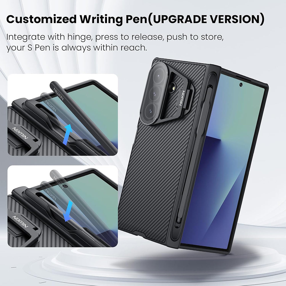 Fodral för Samsung Galaxy Z Fold7 F966, Nillkin, CamShield Prop med transparent linslock och S-Pen-hållare, svart