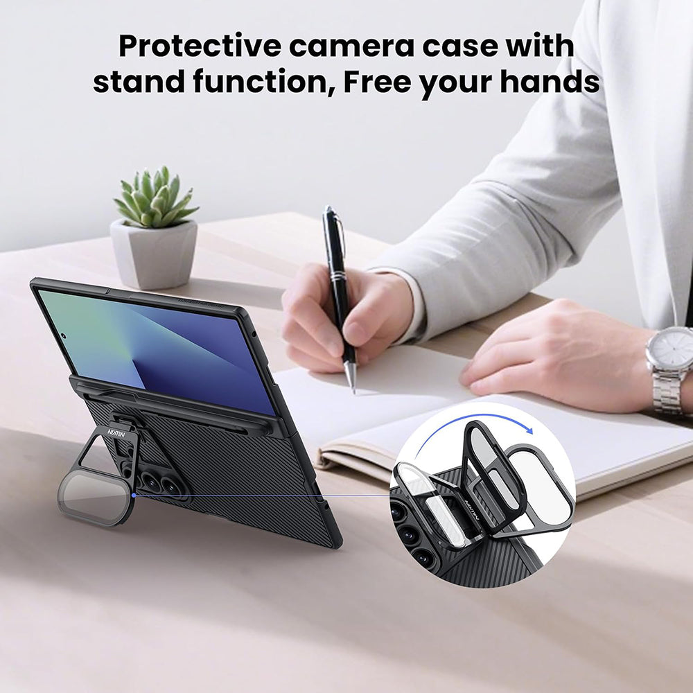 Fodral för Samsung Galaxy Z Fold7 F966, Nillkin, CamShield Prop med transparent linslock och S-Pen-hållare, svart