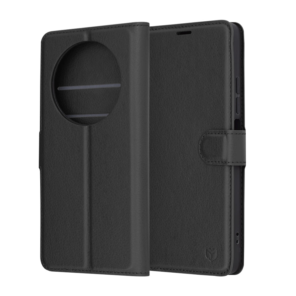 Fodral för Xiaomi Poco C75 / Redmi 14C, Techsuit, Läderfolio, Svart