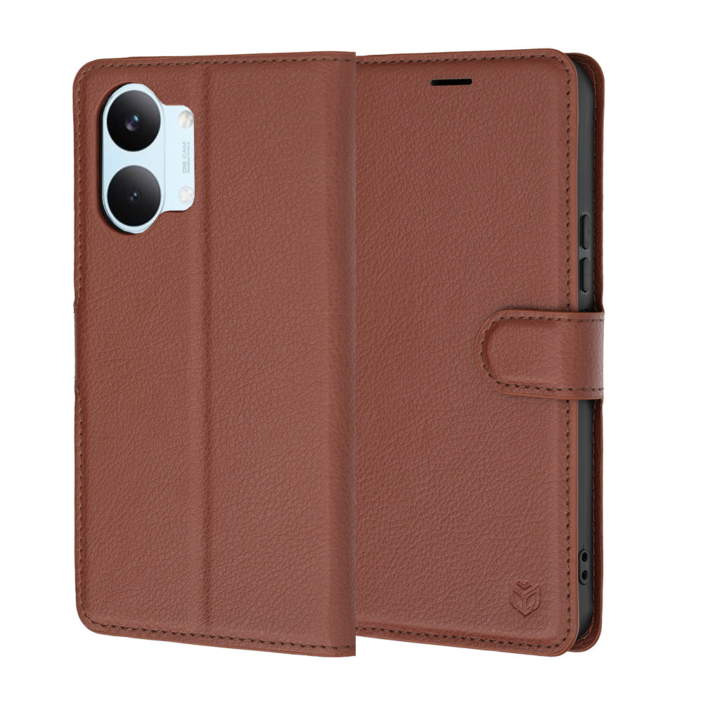 Fodral för Xiaomi Poco X8 Pro Max, Techsuit, läderfolio, brun