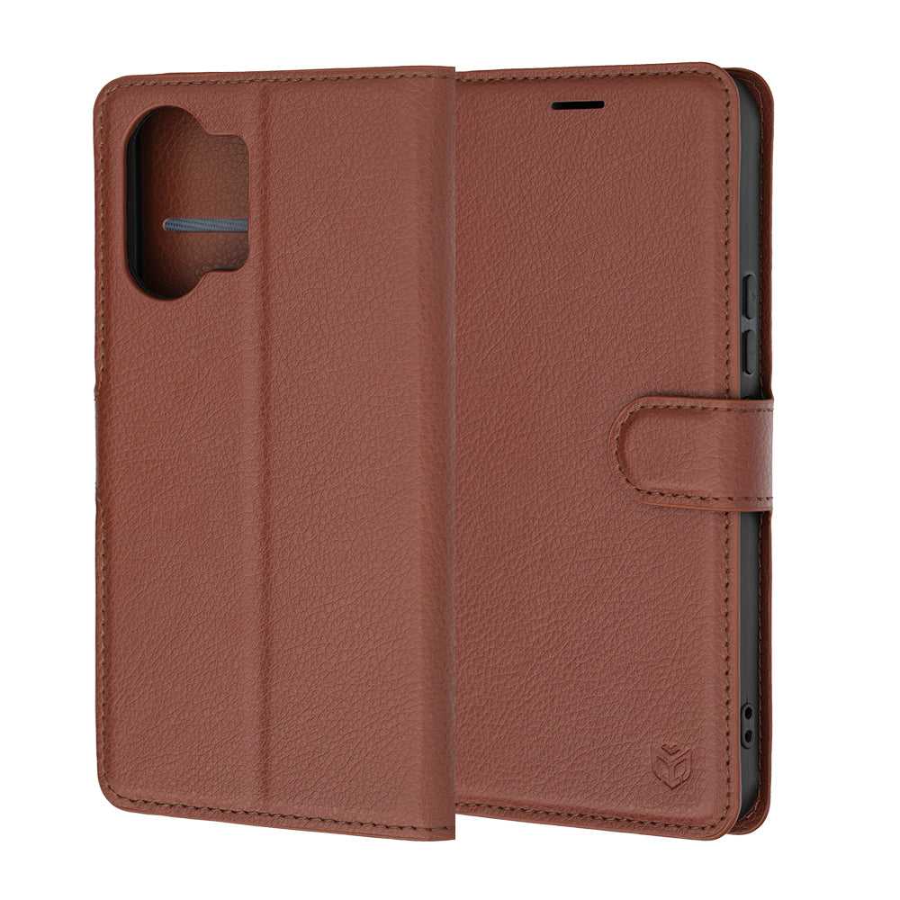 Fodral för Xiaomi Poco X8 Pro Max, Techsuit, läderfolio, brun