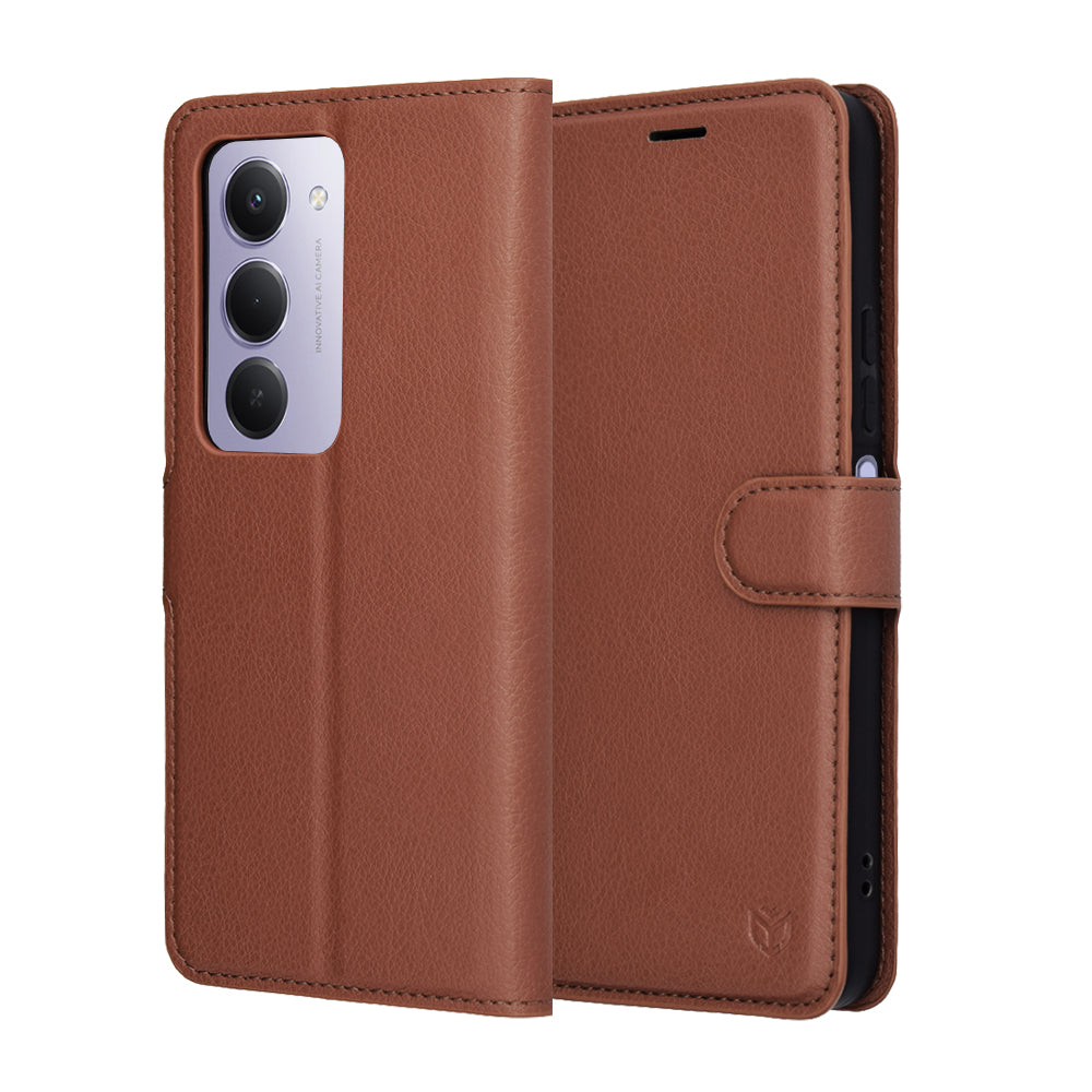 Fodral för Xiaomi Redmi 15 5G / 15 4G, Techsuit, Leather Folio, Brun