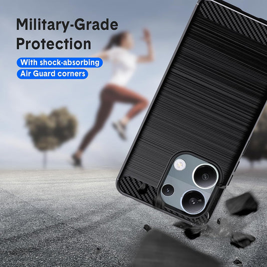 Fodral för Xiaomi Redmi Note 13 Pro 4G / Poco M6 Pro 4G, Techsuit, Kolfiber, Svart