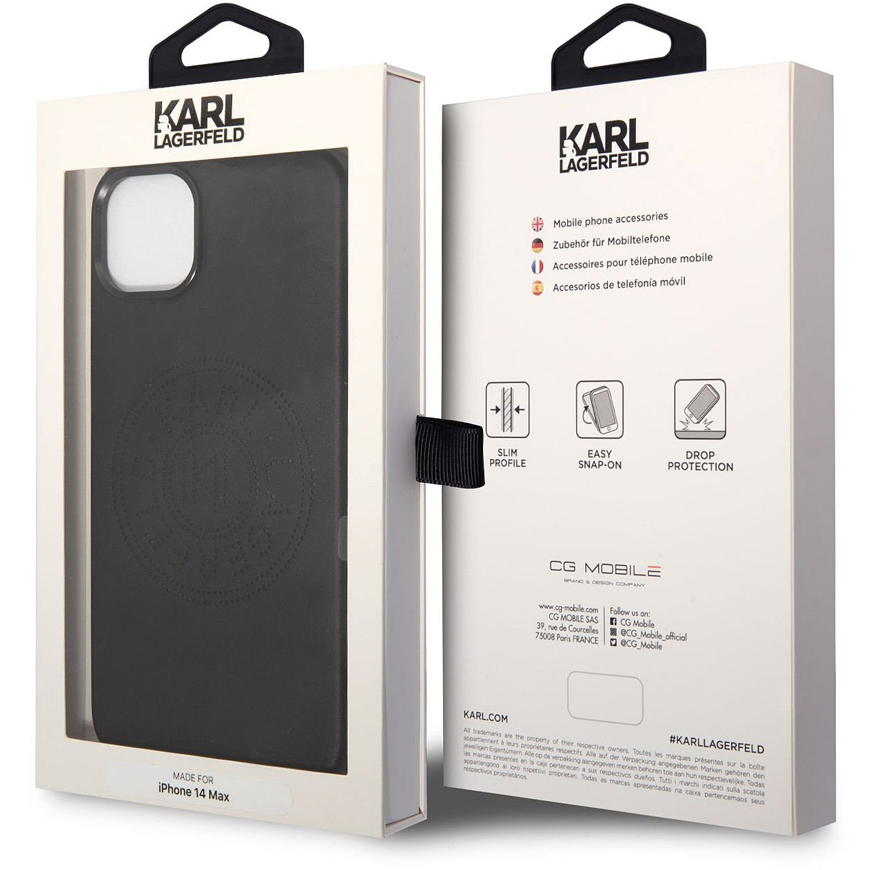 Fodral för Apple iPhone 14 Plus, Karl Lagerfeld, Perforated Logo, Svart