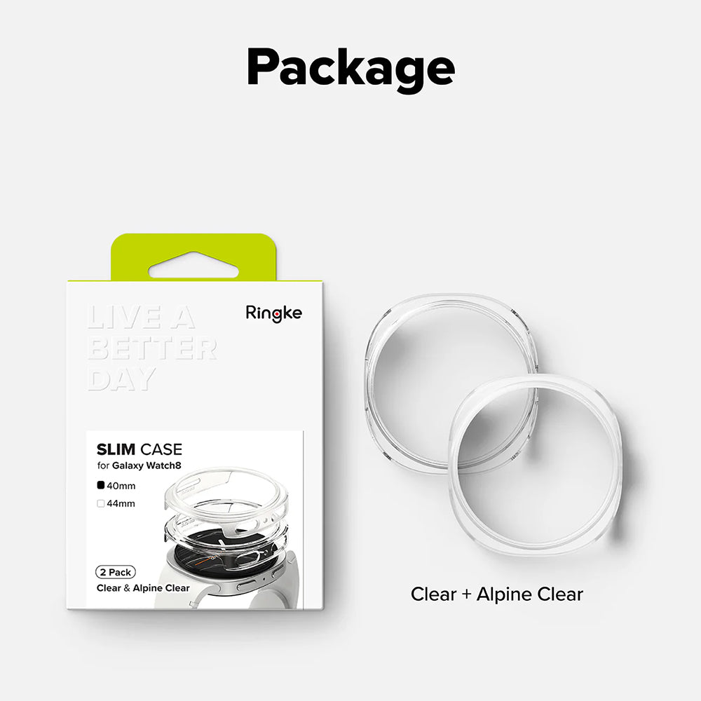 Ringke Slim fodral för Samsung Galaxy Watch8 40mm, Set med 2 stycken, Transparent