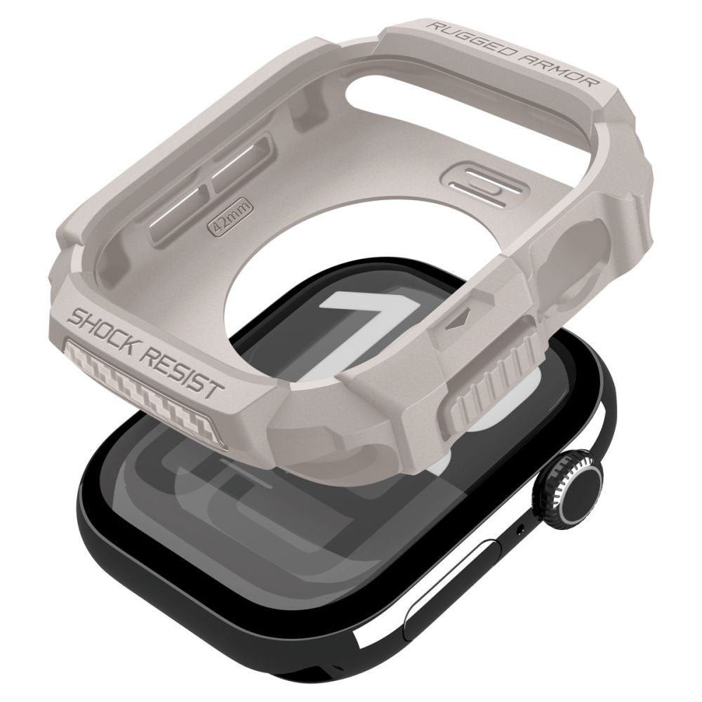 Spigen Rugged Armor V2 skal för Apple Watch Series 10 / 11 42mm, Beige ACS10493