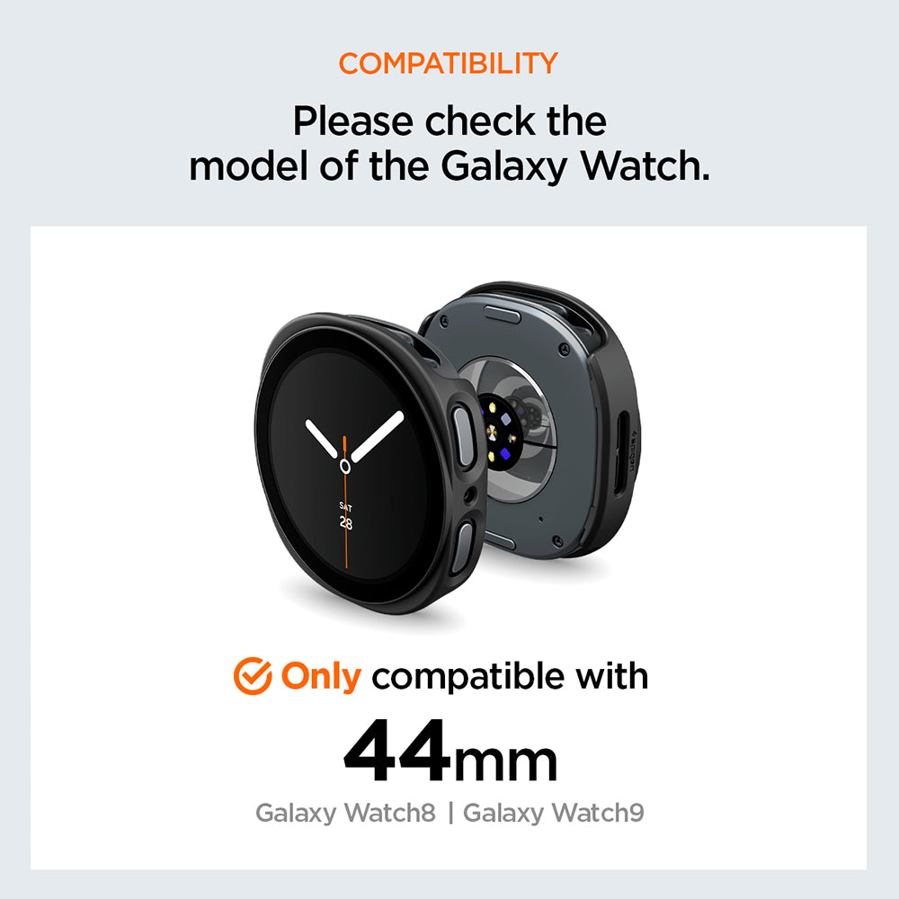 Spigen Thin Fit 360-fodral för Samsung Galaxy Watch9 / Watch8 44mm, Svart ACS11601
