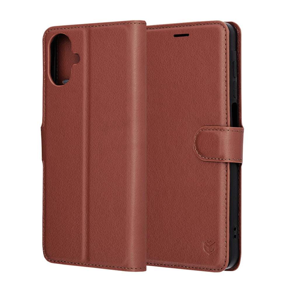 Fodral för Samsung Galaxy A07 4G A075, Techsuit, Leather Folio, Brun
