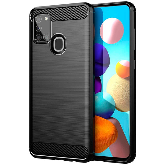 Fodral till Samsung Galaxy A21s A217, Forcell, Carbon, Svart