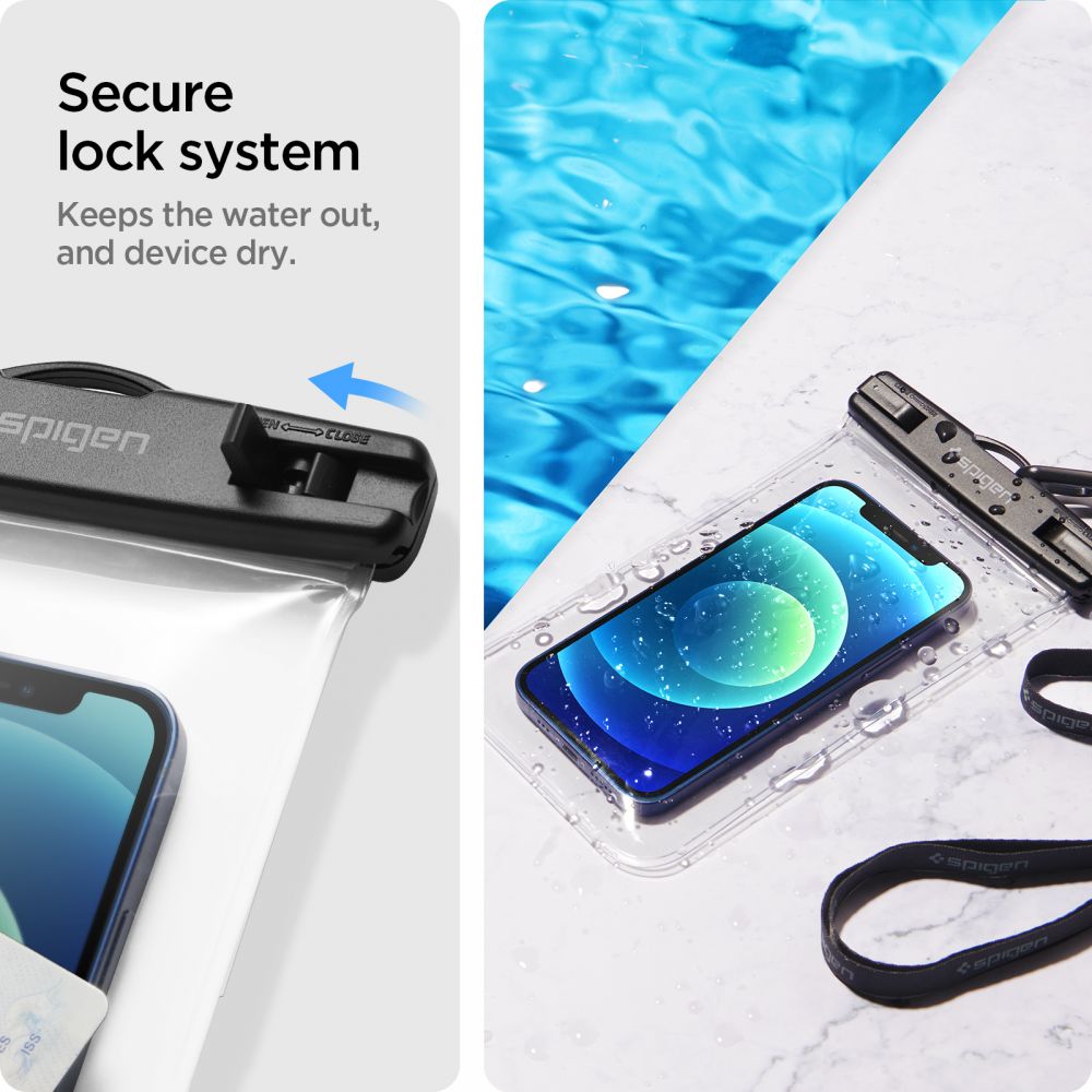 Universal Vattentätt Fodral för Telefon max. 3.5inch - 7inch, Spigen, A601, Set 2 stycken, Transparent AMP03098
