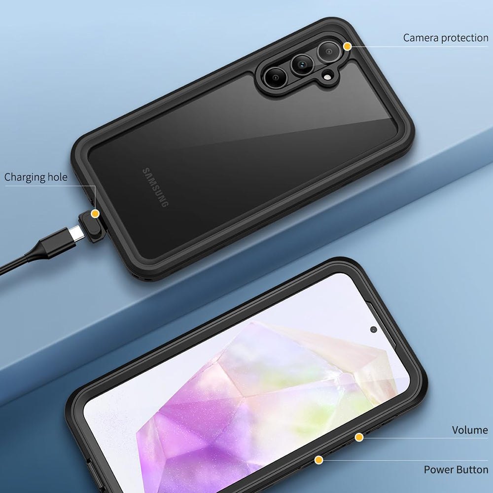 Vattentät fodral för Samsung Galaxy A35 5G A356, ShellBox, Svart