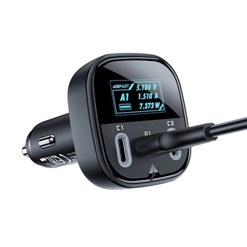Bil laddare Acefast B5 Display, 101W, 5A, 1 x USB-A - 2 x USB-C, Svart