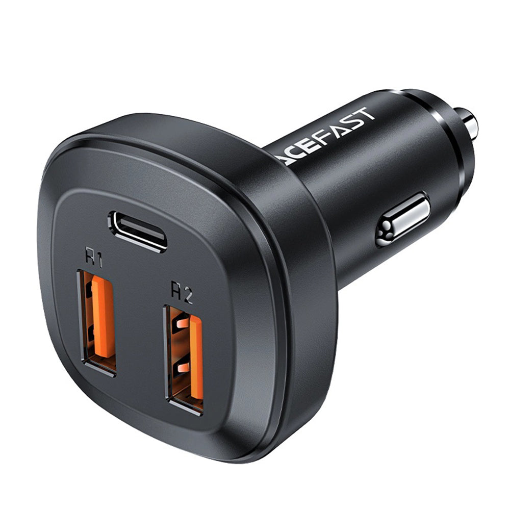 Bil laddare Acefast B9, 66W, 5A, 2 x USB-A - 1 x USB-C, Svart