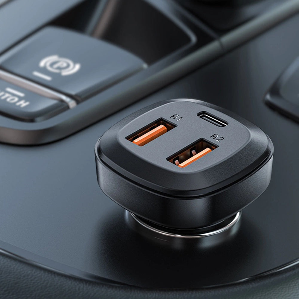Bil laddare Acefast B9, 66W, 5A, 2 x USB-A - 1 x USB-C, Svart