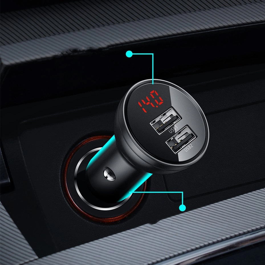 Billaddare Baseus Digital Display, 24W, 2,4A, 2 x USB-A, Silver CCBX-0S