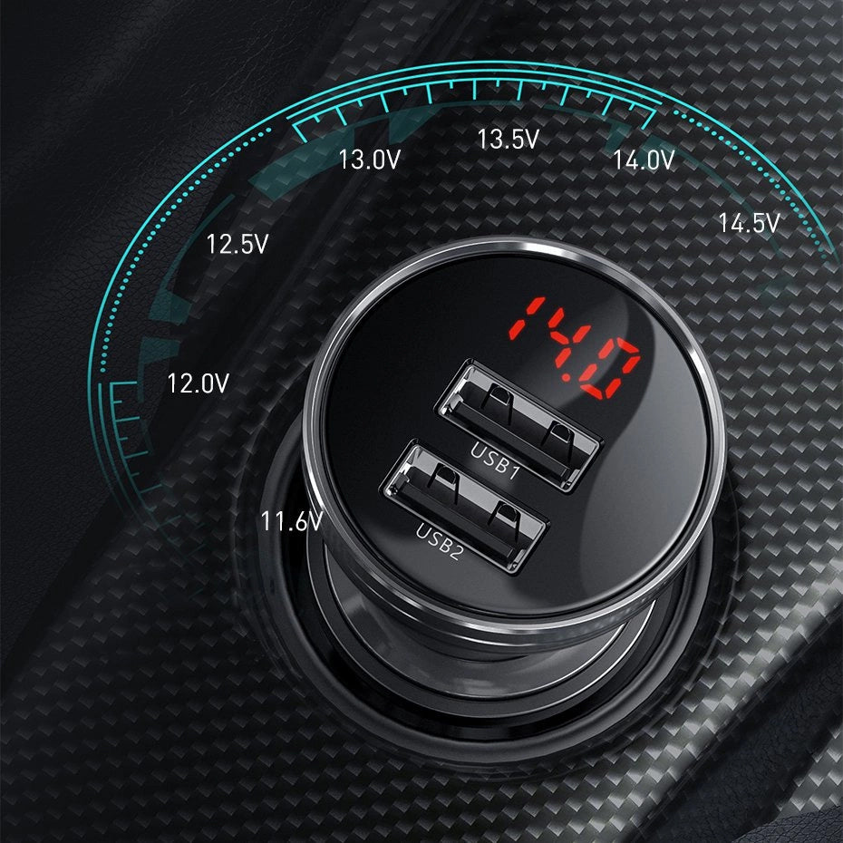 Billaddare Baseus Digital Display, 24W, 2,4A, 2 x USB-A, Silver CCBX-0S