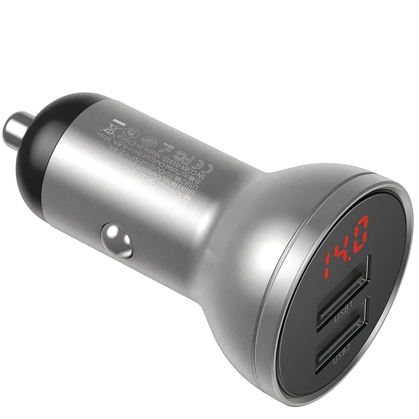 Billaddare Baseus Digital Display, 24W, 2,4A, 2 x USB-A, Silver CCBX-0S
