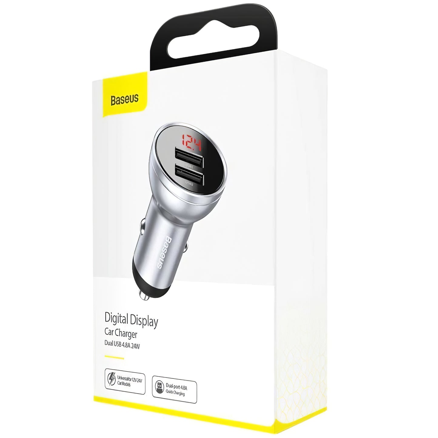 Billaddare Baseus Digital Display, 24W, 2,4A, 2 x USB-A, Silver CCBX-0S