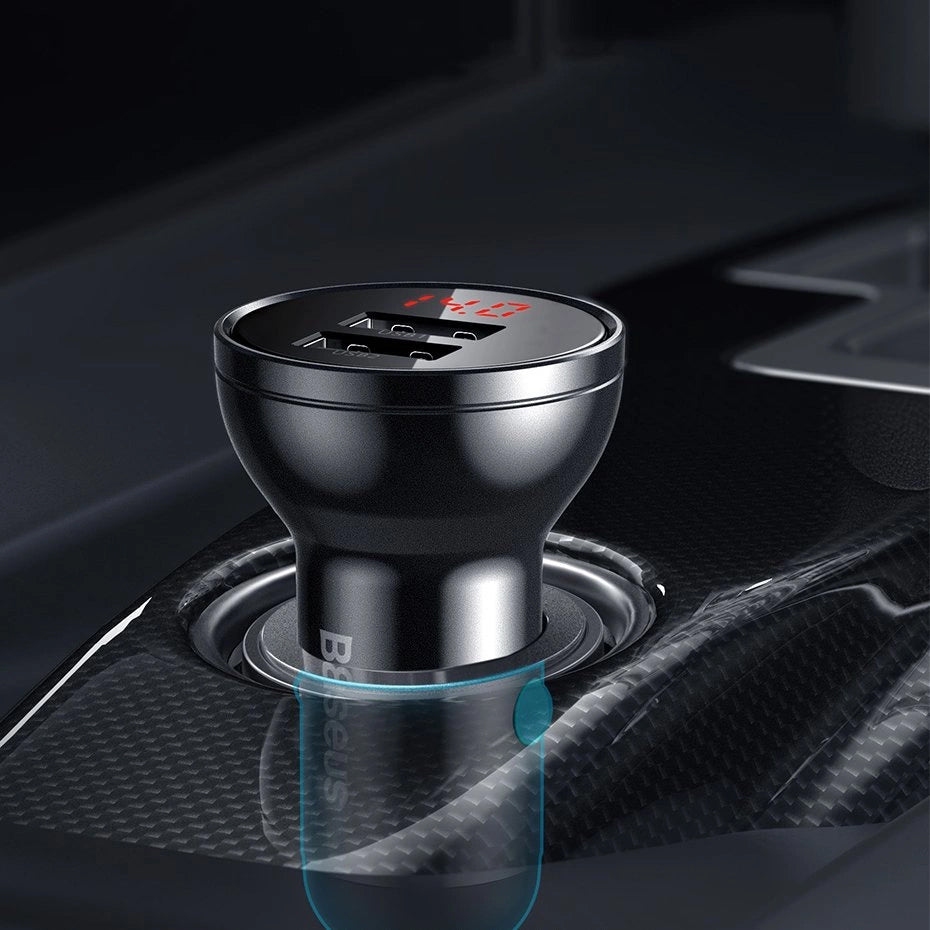 Billaddare Baseus Digital Display, 24W, 2,4A, 2 x USB-A, Silver CCBX-0S