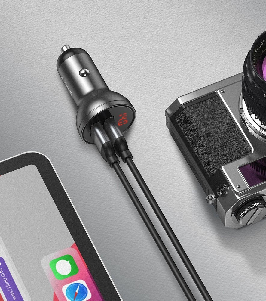 Billaddare Baseus Digital Display, 24W, 2,4A, 2 x USB-A, Silver CCBX-0S