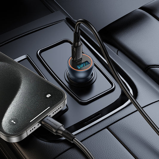 Bil laddare Borofone BZ32A Fresh, 30W, 3A, 1 x USB-A - 1 x USB-C, Grå