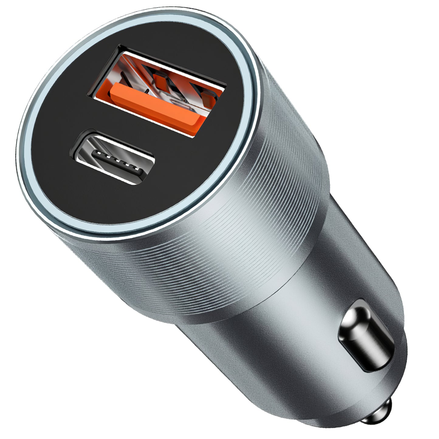 Car Charger BWOO BO-CC73, 38W, 3A, 1 x USB-A - 1 x USB-C, Silver