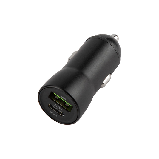 Bil laddare med Lightning-kabel MaXlife MXCC-04, 20W, 3A, 1 x USB-A - 1 x USB-C, Svart