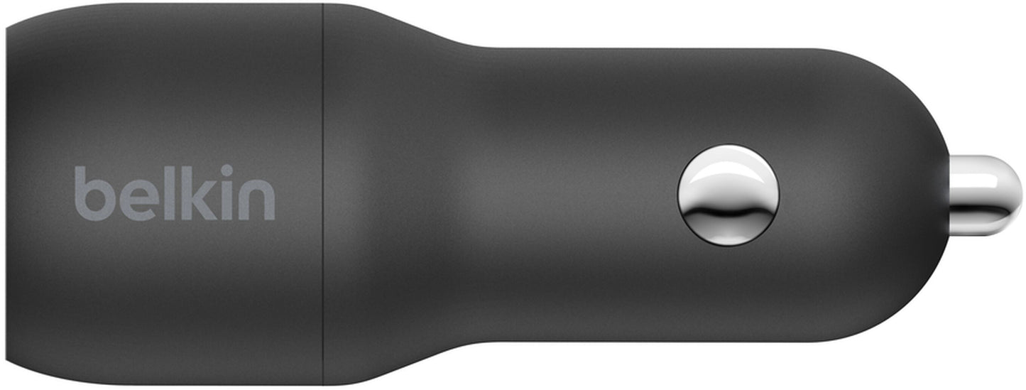 Bil-laddare med USB-C-kabel Belkin BoostCharge Dual, 24W, 2.4A, 2 x USB-A, svart CCE001bt1MBK