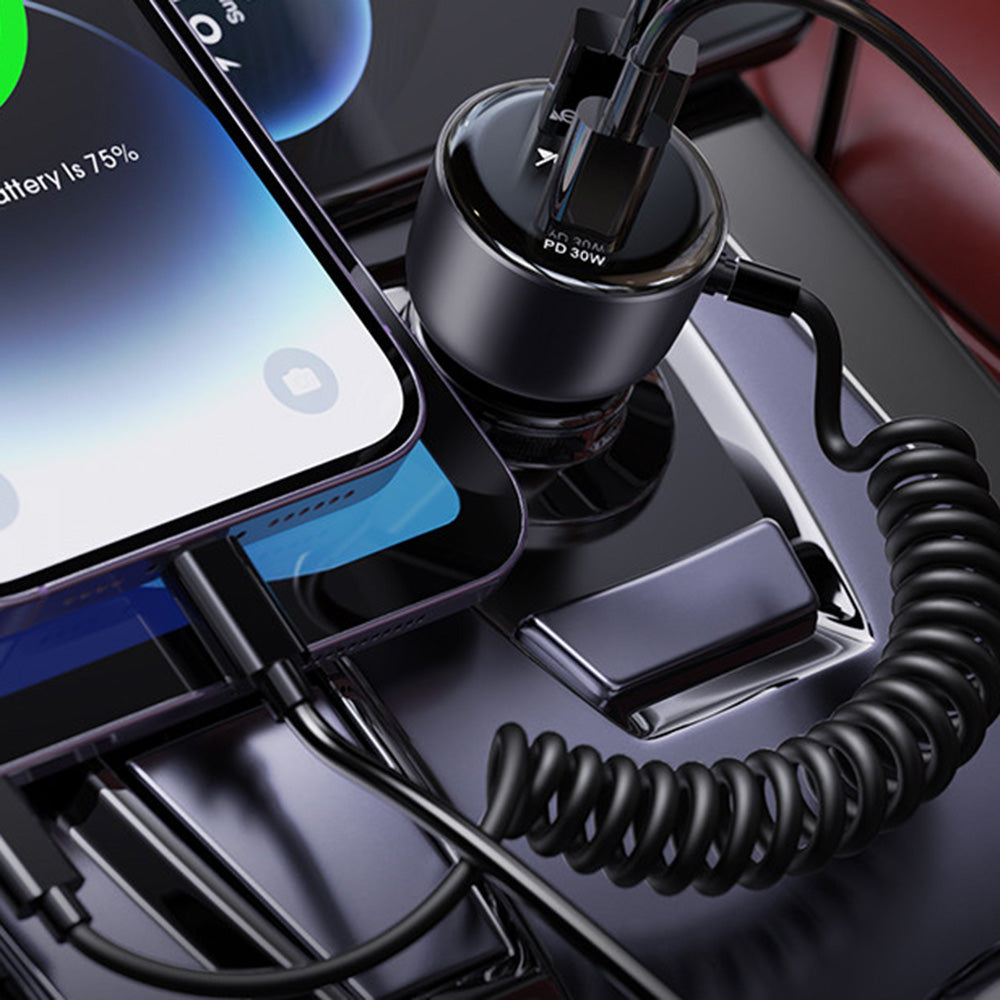 Car Charger with Lightning Cable Yesido Y57, 50W, 3A, 1 x USB-A - 1 x USB-C, Black