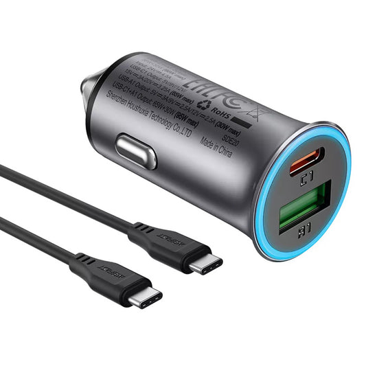 Bil laddare med USB-C-kabel Acefast B16, 95W, 3.25A, 1 x USB-A - 1 x USB-C, Grå