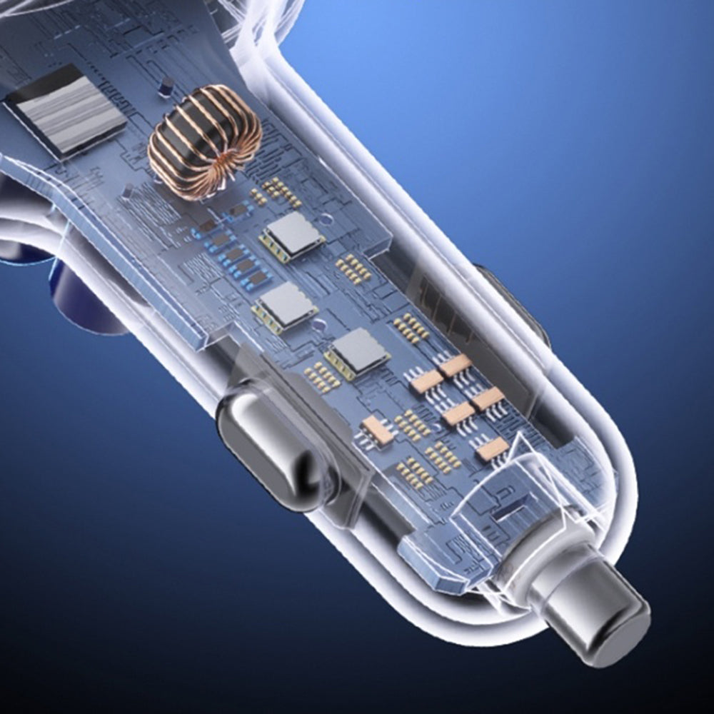 Bil laddare med USB-C / Lightning-kabel Yesido Y63 Display, 117W, 3A, 1 x USB-A - 1 x USB-C, Grå