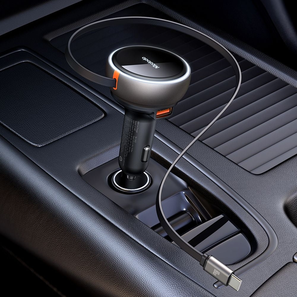 Bil laddare med USB-C kabel McDodo CC-4850, 80W, 3A, 1 x USB-A - 1 x USB-C, Svart