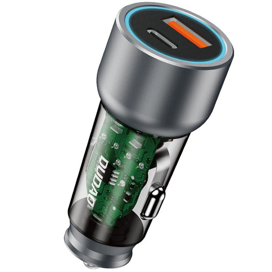 Billaddare Dudao R4T, 30W, 3A, 1 x USB-A - 1 x USB-C, Grå