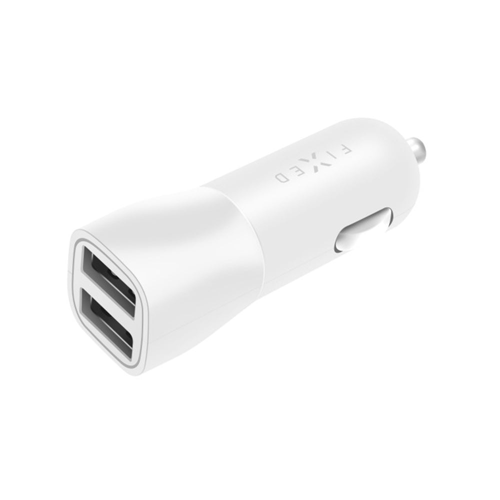 Bil laddare Fixed, 15.5W, 3A, 2 x USB-A, Vit