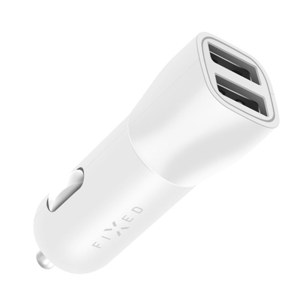 Bil laddare Fixed, 15.5W, 3A, 2 x USB-A, Vit