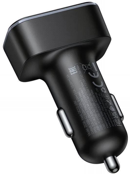 Bil laddare HOCO Z63A Display, 42W, 3A, 1 x USB-C - 2 x USB-A, Svart
