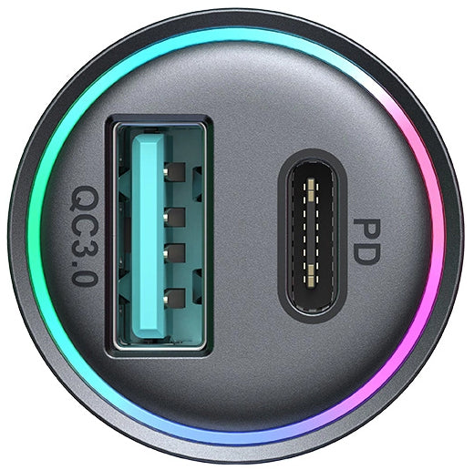 Bil laddare Joyroom JR-CCN04, 60W, 3A, 1 x USB-A - 1 x USB-C, Svart