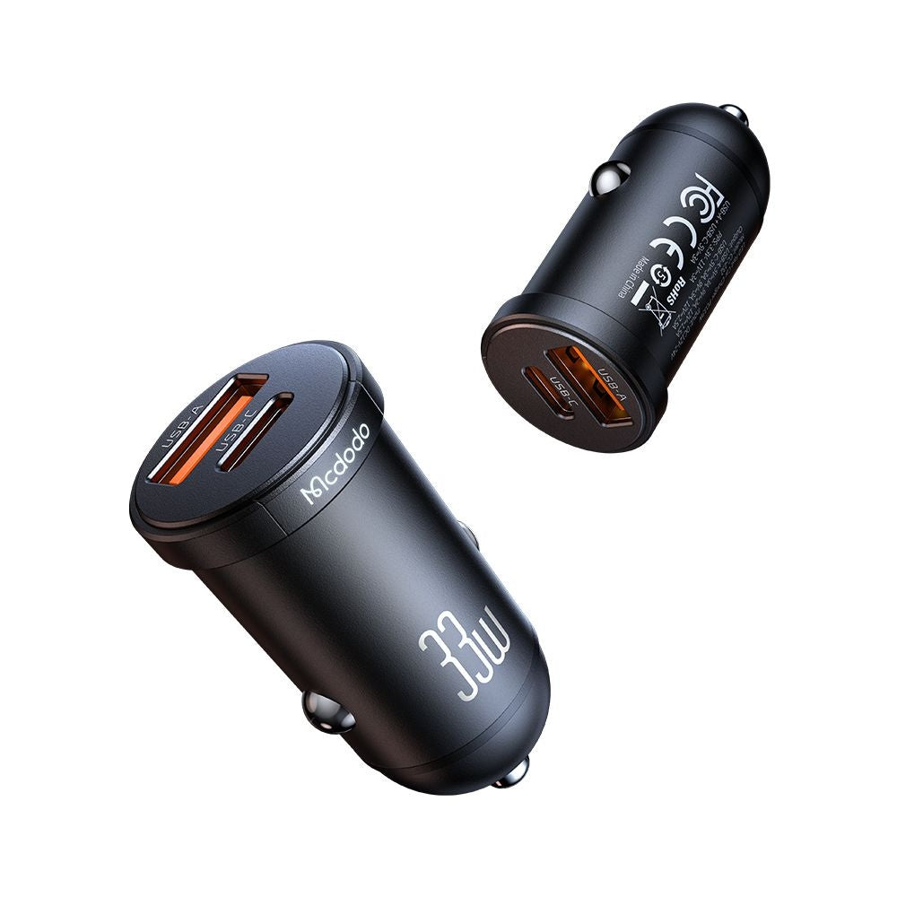 Bil laddare McDodo CC-2320 Cool, 33W, 3A, 1 x USB-A - 1 x USB-C, Svart