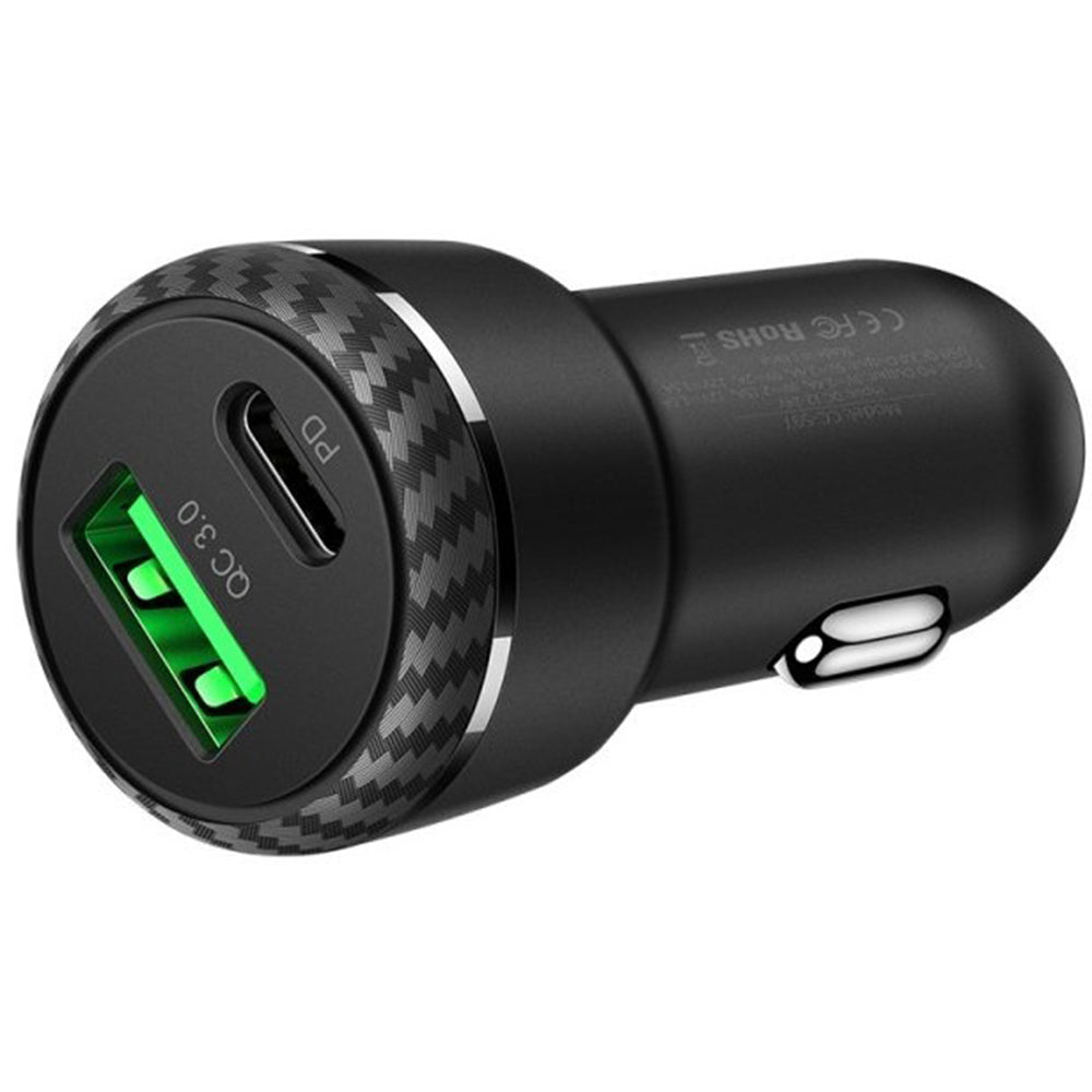 Bil laddare McDodo CC-5970, 38W, 3A, 1 x USB-A - 1 x USB-C, Svart