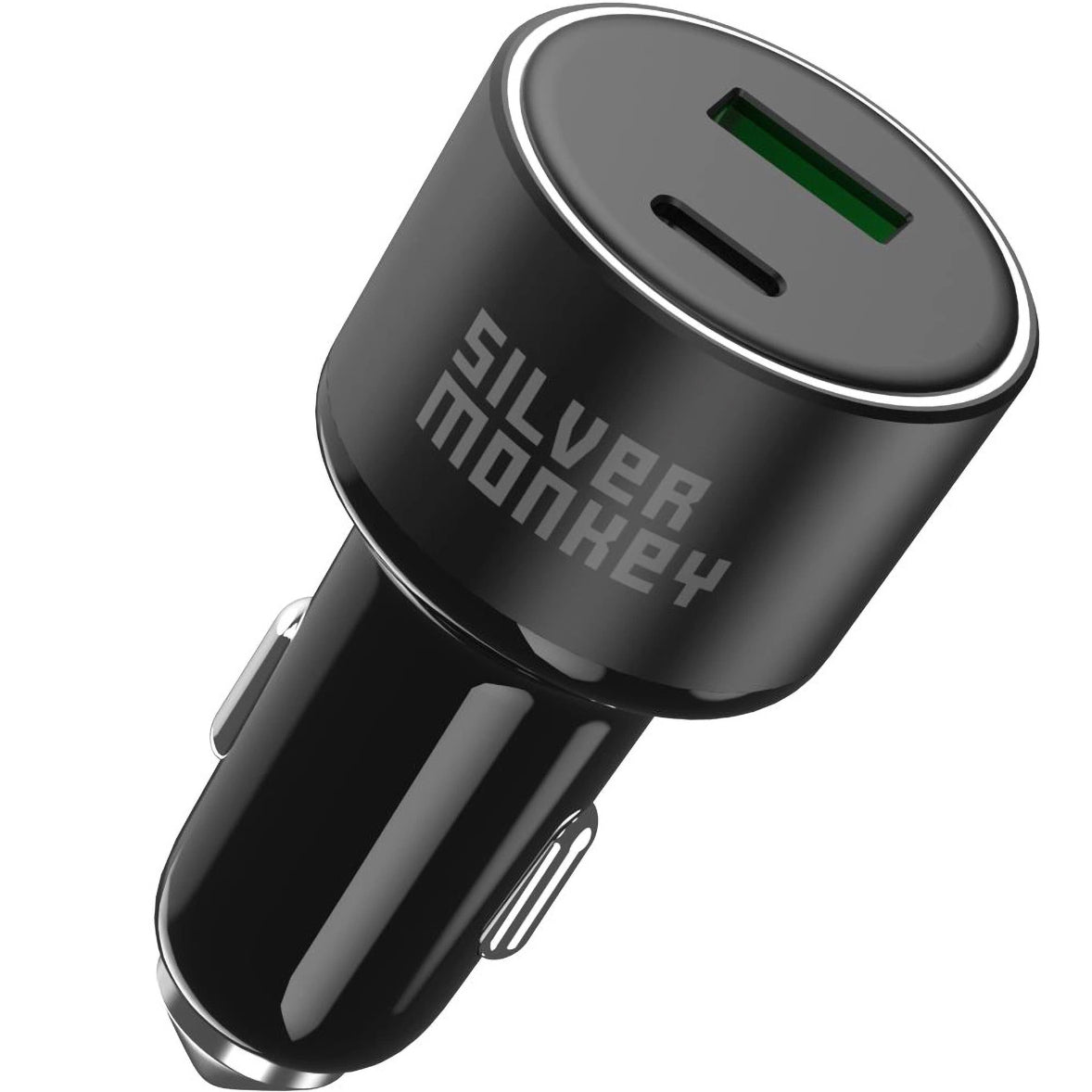 Billaddare Silver Monkey SMA014, 100W, 3A, 1 x USB-A - 1 x USB-C, Svart