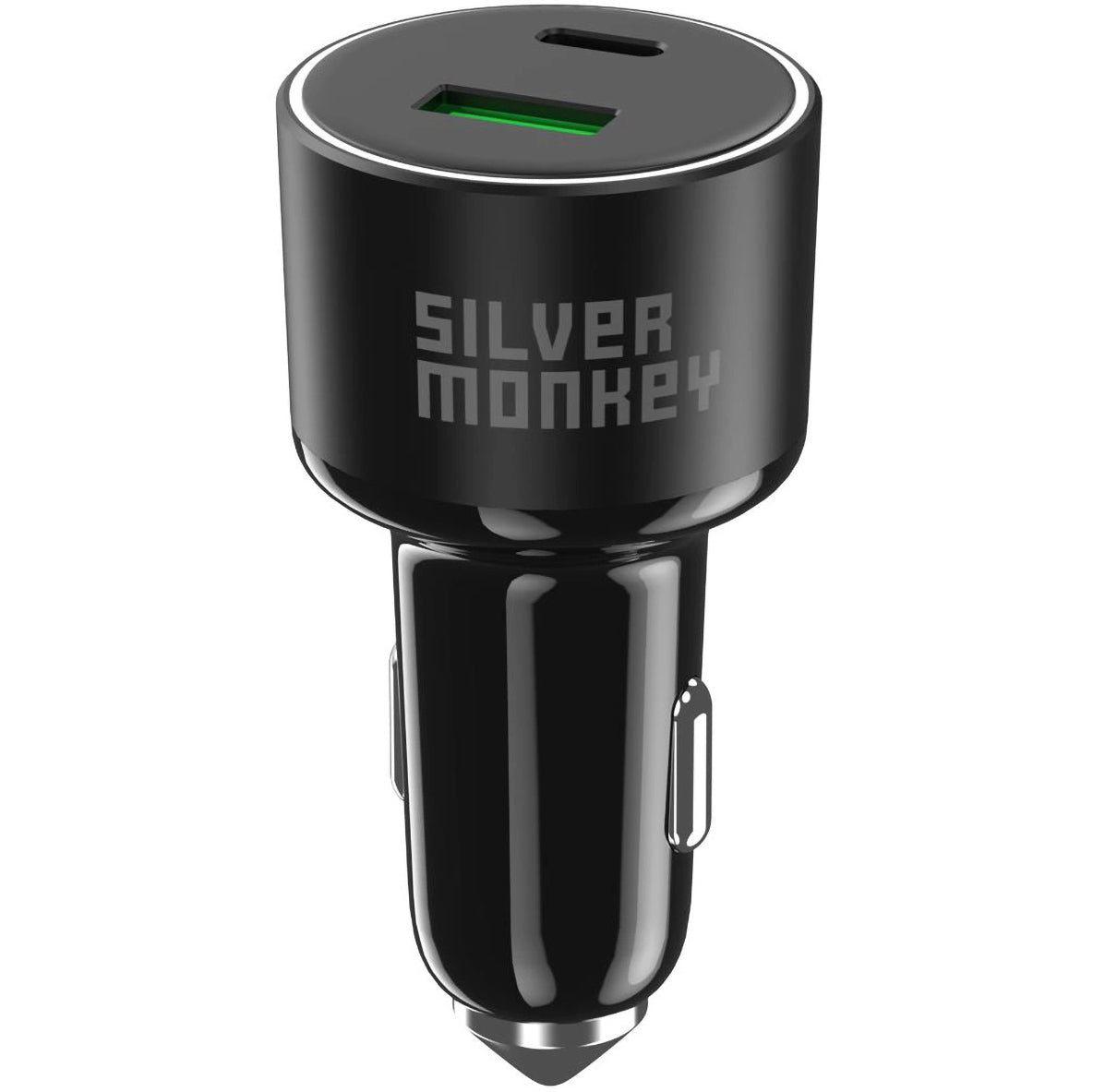Billaddare Silver Monkey SMA014, 100W, 3A, 1 x USB-A - 1 x USB-C, Svart