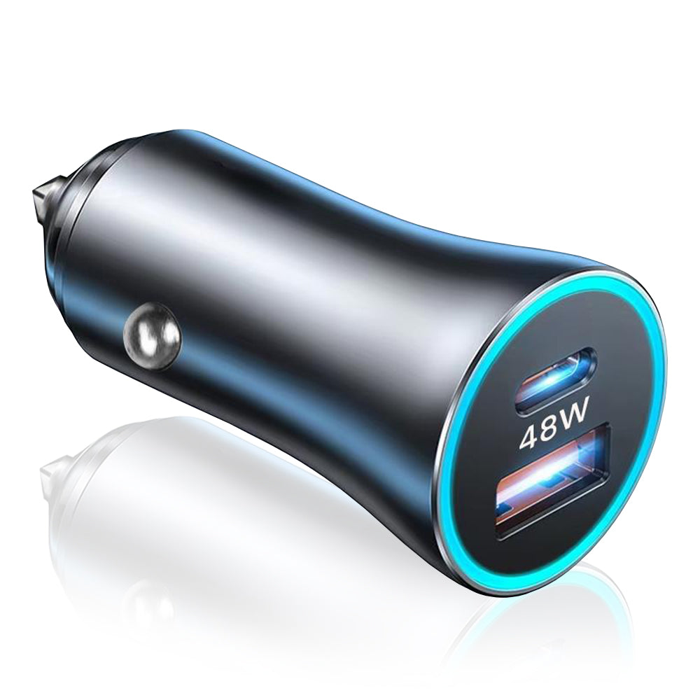 Bil laddare Techsuit C3 RescueVolt, 48W, 3A, 1 x USB-A - 1 x USB-C, Grå