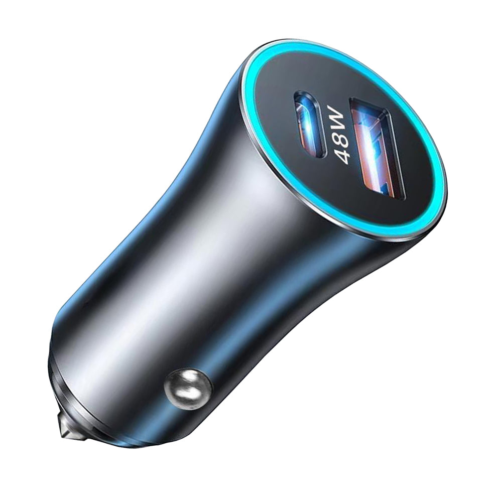 Bil laddare Techsuit C3 RescueVolt, 48W, 3A, 1 x USB-A - 1 x USB-C, Grå
