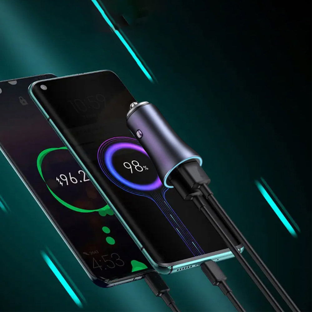 Bil laddare Techsuit C3 RescueVolt, 48W, 3A, 1 x USB-A - 1 x USB-C, Grå