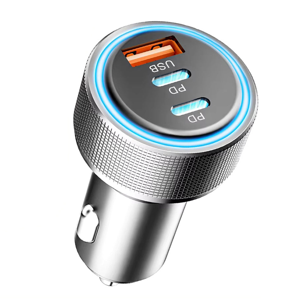 Bil laddare Techsuit C6 DriveBoost, 60W, 3A, 1 x USB-A - 2 x USB-C, Silver